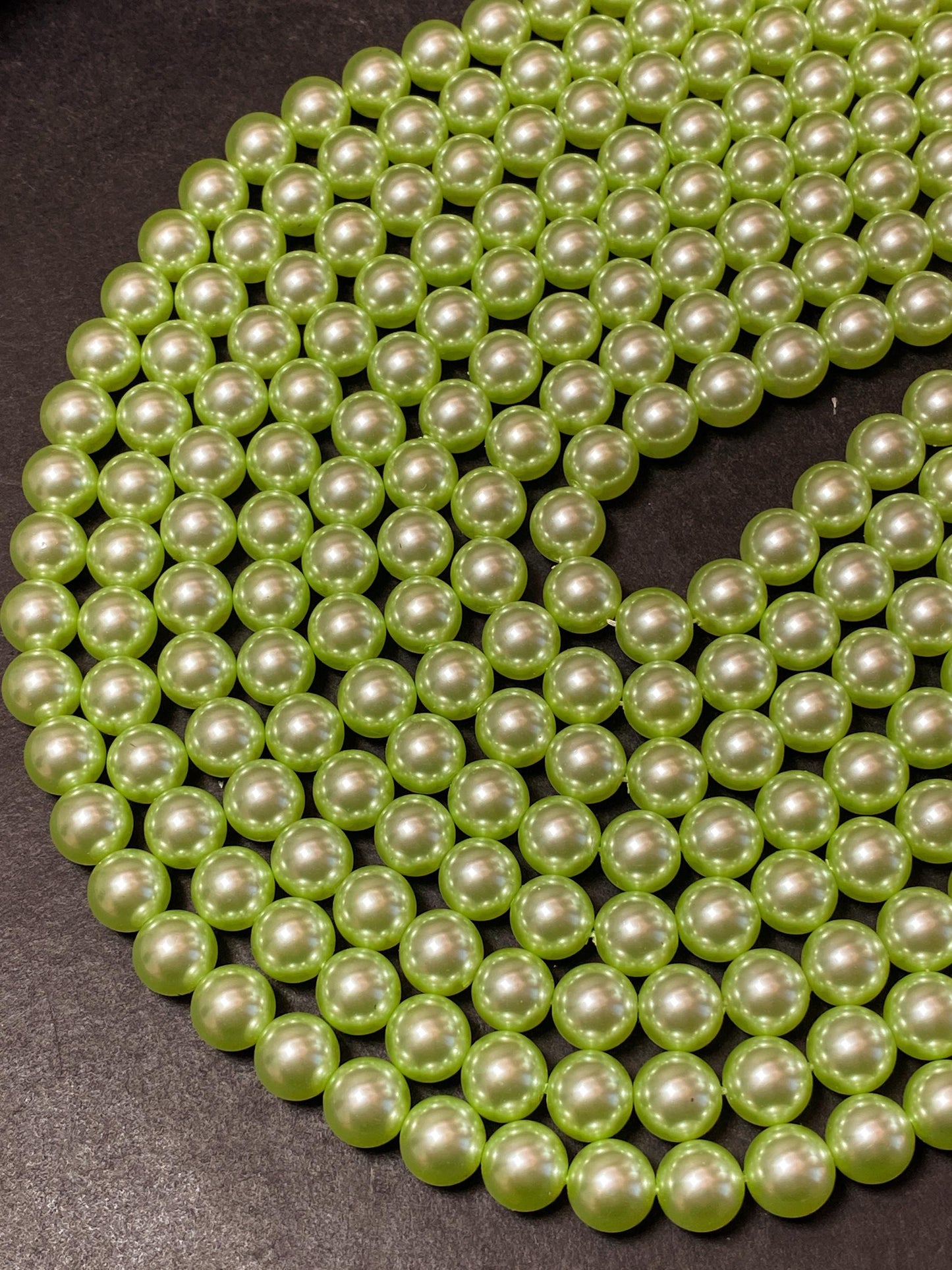Chinese Swarovski Pearl Crystal Beads 4mm 6mm 8mm 10mm 12mm Round Bead, Beautiful Green Swarovski Crystal Pearl 15.5"
