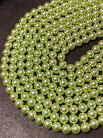 Chinese Swarovski Pearl Crystal Beads 4mm 6mm 8mm 10mm 12mm Round Bead, Beautiful Green Swarovski Crystal Pearl 15.5"