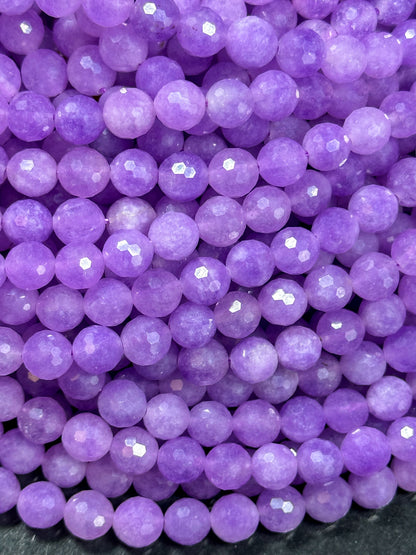 NATURAL Lavender Jade Gemstone Bead Faceted 6mm 8mm 10mm Round Bead Beautiful Lavender Purple Color Jade Gemstone Bead Nice Quality Full Strand 15.5"