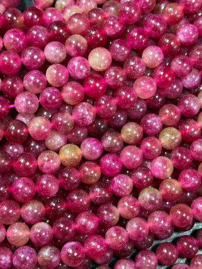 Natural Watermelon Tourmaline Quartz Gemstone Bead Smooth 8mm Round Beads, Beautiful Green Red Color Beads, Great Quality Full Strand 15.5"