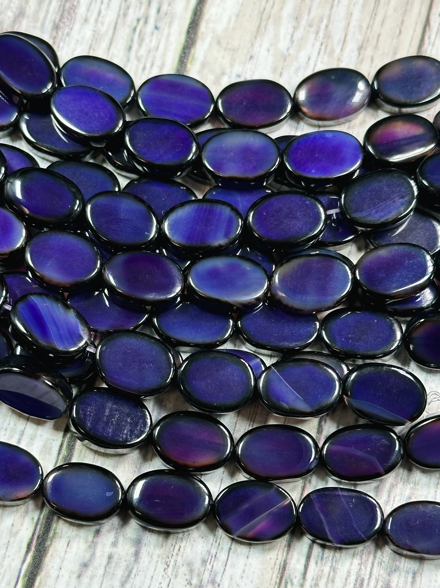 Natural Purple Agate Gemstone Bead 14x10mm Oval Shape, Beautiful Dark Purple Color Smooth Agate Gemstone Beads Full Strand 15.5"