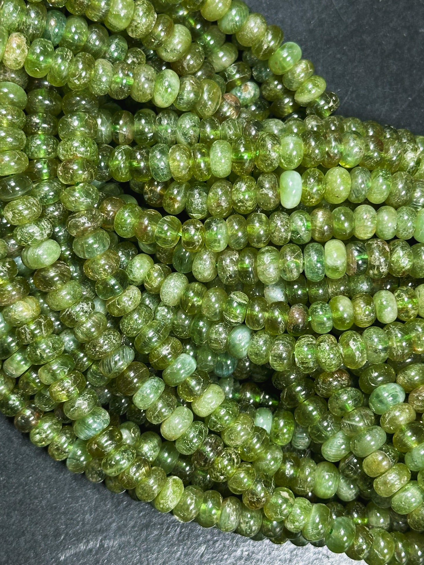 AAA Natural Green Garnet Gemstone Bead 4x2mm 6x3mm Rondelle Shape, Gorgeous Natural Green Color Garnet Bead, Excellent Quality Full Strand 15.5"