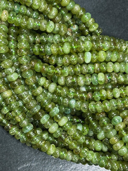 AAA Natural Green Garnet Gemstone Bead 4x2mm 6x3mm Rondelle Shape, Gorgeous Natural Green Color Garnet Bead, Excellent Quality Full Strand 15.5"