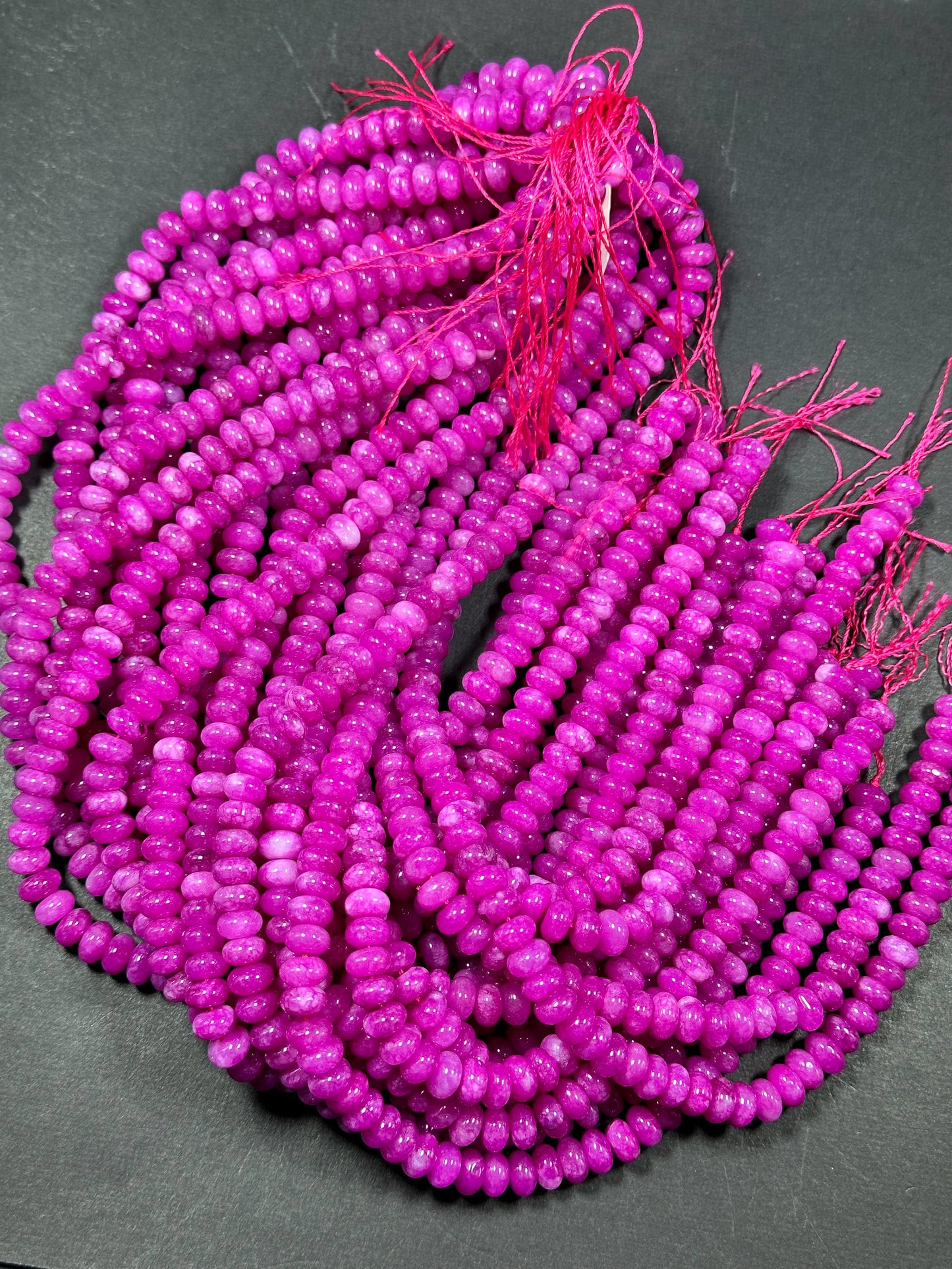 NATURAL Ruby Color Jade Gemstone Bead 8x5mm Rondelle Shape Bead, Beautiful Ruby Quartz Color Jade Beads, Great Quality Bead Full Strand 15.5"