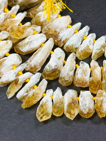 Natural Raw Citrine Gemstone Bead Freeform Teardrop Shape, Beautiful Natural Orange White Color Raw Citrine Gemstone Bead Full Strand 15.5"