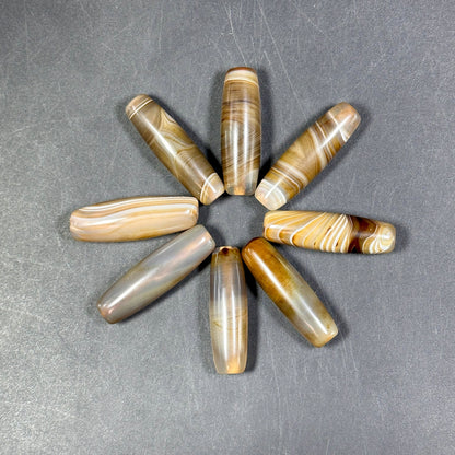 AAA Natural Botswana Agate Gemstone Bead 30x12mm Barrel Shape, Beautiful Natural Brown Beige Color Botswana Agate Gemstone Bead, LOOSE BEADS