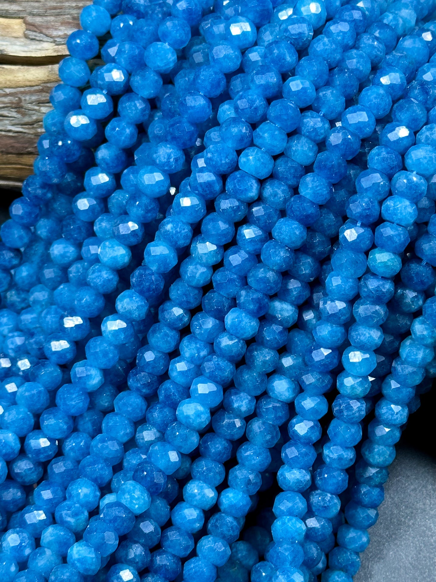 NATURAL Blue Apatite Gemstone Bead Faceted 6x5mm 8x6mm Rondelle Shape, Beautiful Blue Color Apatite Gemstone Bead, Great Quality Apatite 15.5"