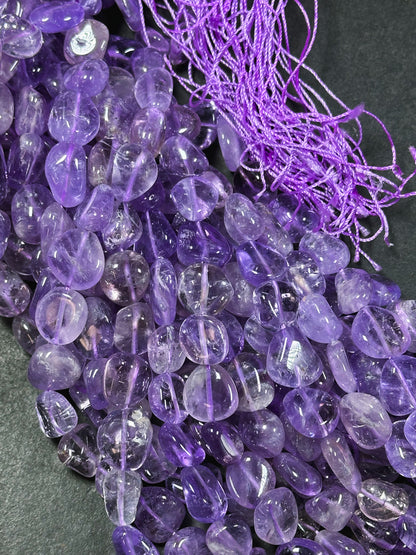 Natural Amethyst Gemstone Beads Freeform Pebble Shape Beads, Beautiful Natural Clear Purple Color Amethyst Gemstone Beads Full Strand 15.5"