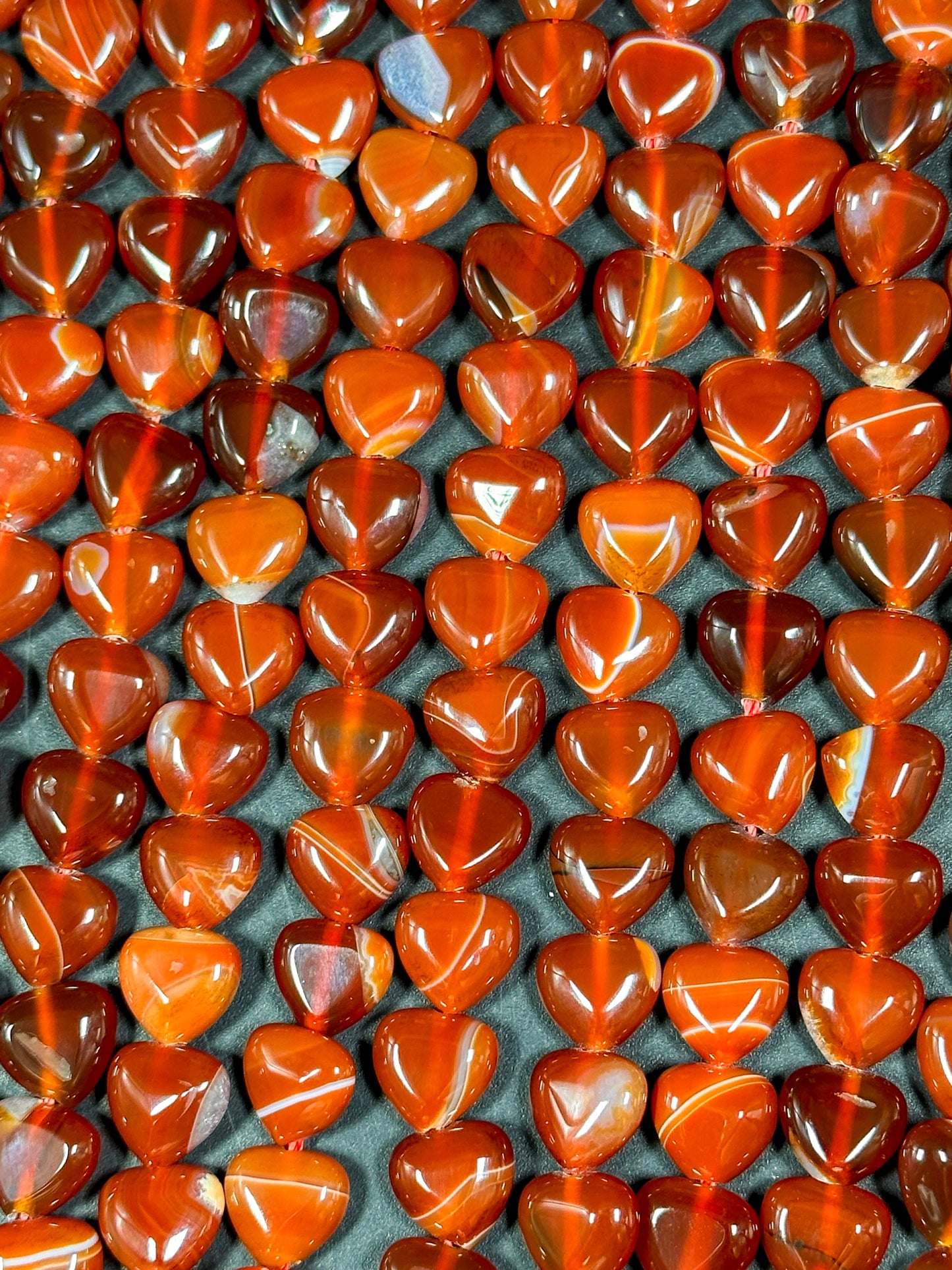 NATURAL Botswana Gemstone Bead 10mm Heart Shape Bead, Beautiful Red Orange Color Botswana Agate Gemstone Bead, Great Quality 15.5" Strand