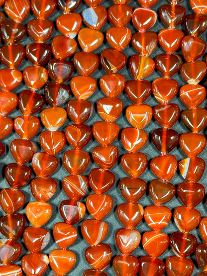 NATURAL Botswana Gemstone Bead 10mm Heart Shape Bead, Beautiful Red Orange Color Botswana Agate Gemstone Bead, Great Quality 15.5" Strand