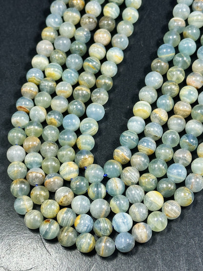 AAA Natural Calcite Gemstone Bead 6mm 8mm 10mm Round Bead. Gorgeous Natural Aqua Blue Brown Calcite Gemstone Bead