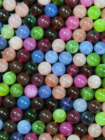 NATURAL Tourmaline Gemstone Bead 6mm 8mm 10mm Round Bead, Gorgeous Multicolor Tourmaline Gemstone Bead, Full Strand 15.5" Great Quality Bead