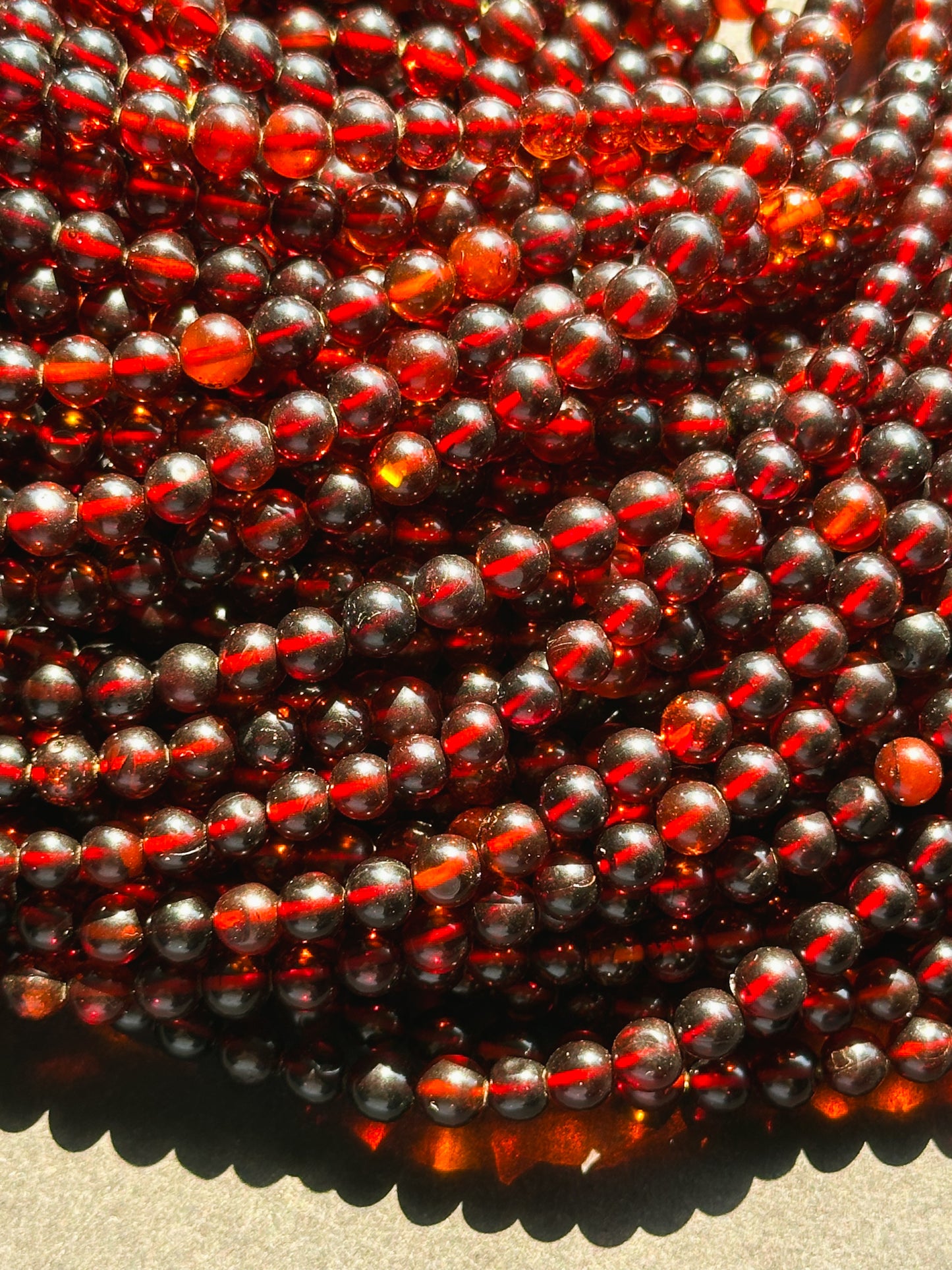 Natural Baltic Gold Gemstone Bead 5mm Round Beads, Beautiful Natural Dark Red Brown Color Baltic Gold Bead Great Quality Full Strand 15.5"