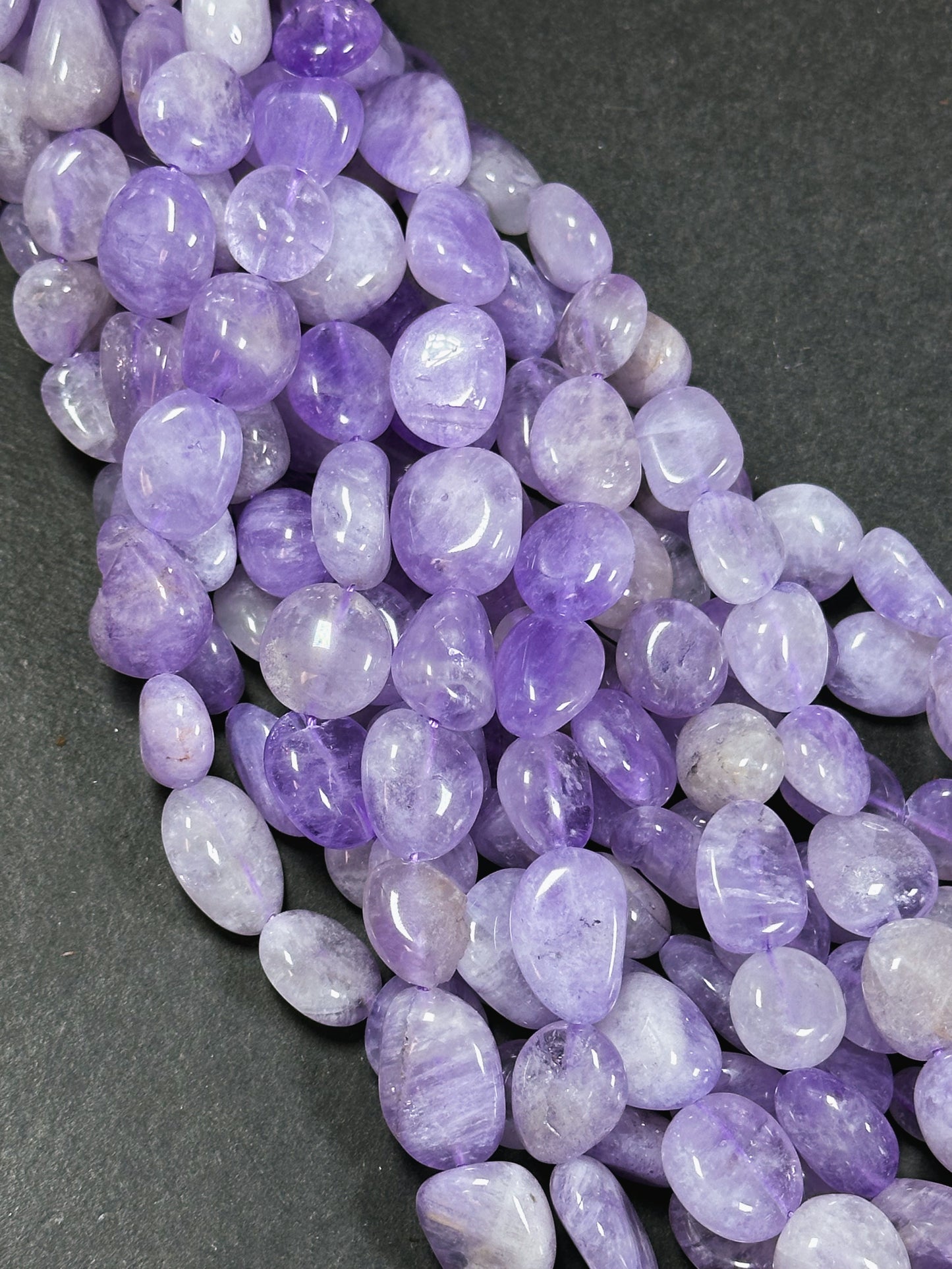 Natural Amethyst Gemstone Beads Freeform Pebble Shape Bead, Beautiful Natural Lavender Purple Color Amethyst Gemstone Bead Full Strand 15.5"