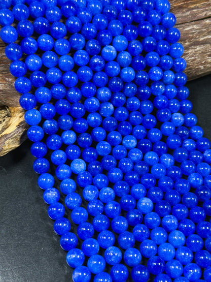 Natural Blue Jade Gemstone Bead 6mm 8mm 10mm Round Beads, Beautiful Blue Dyed Color Jade Gemstone Beads, Great Quality Full Strand 15.5"