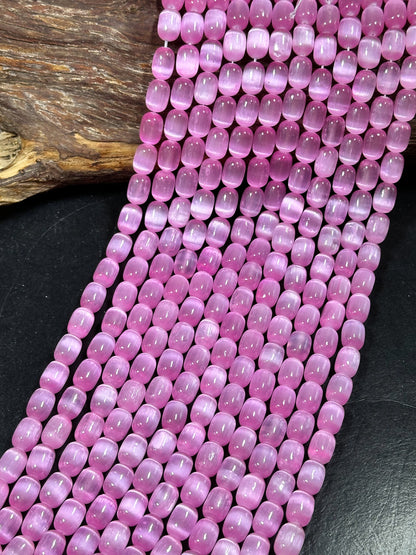 Natural Pink Selenite Gemstone Bead 12x8mm Tube Shape Bead, Beautiful Pink Color Selenite Gemstone Beads, Great Quality Full Strand 15.5"