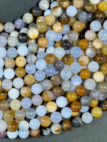 Natural Mixed Gemstone Beads 6mm 8mm 10mm Round Bead, Beautiful Natural Multicolor Blue Brown Color Multi Mixed Gemstone Bead 15.5" Strand