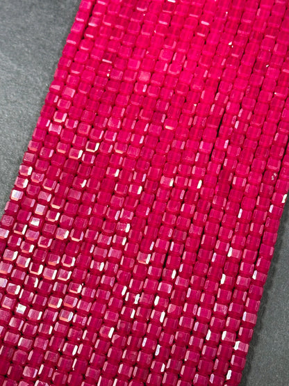 AAA Natural Red Ruby Gemstone Bead Faceted 4mm Cube Shape Beads, Beautiful Natural Red Ruby Stone Beads, Excellent Quality Full Strand 15.5"