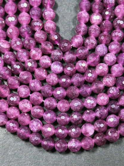 Natural Purple Ruby Quartz Gemstone Bead Faceted 6mm 8mm Round Beads, Beautiful Purple Color Ruby Quartz Stone Beads Full Strand 15.5"