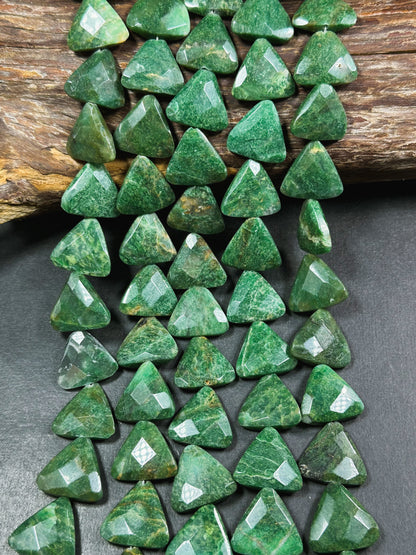 Natural Green Moss Agate Gemstone Bead Faceted 20mm Triangle Shape, Beautiful Natural Green Color Moss Agate Stone Beads, Full Strand 15.5"