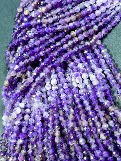 NATURAL Amethyst Gemstone Bead Faceted 5mm Round Beads, Gorgeous Natural Purple Color Amethyst Gemstone Beads Full Strand 15.5"