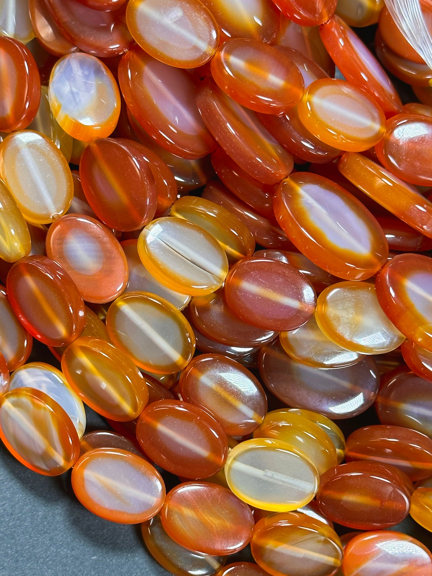 Natural Carnelian Gemstone Bead 18x13mm Oval Shape Bead, Beautiful Natural Orange Red Color Carnelian Bead, Great Quality Full Strand 15.5"