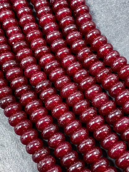 NATURAL Red Jade Gemstone Bead 8x5mm Rondelle Shape Bead, Beautiful Red Color Jade Gemstone Beads, Great Quality Bead Full Strand 15.5"