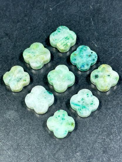 NATURAL Chrysocolla Gemstone Bead Faceted 17mm Clover Flower Shape Beautiful Natural Green Blue Color Chrysocolla Gemstone Bead LOOSE Beads