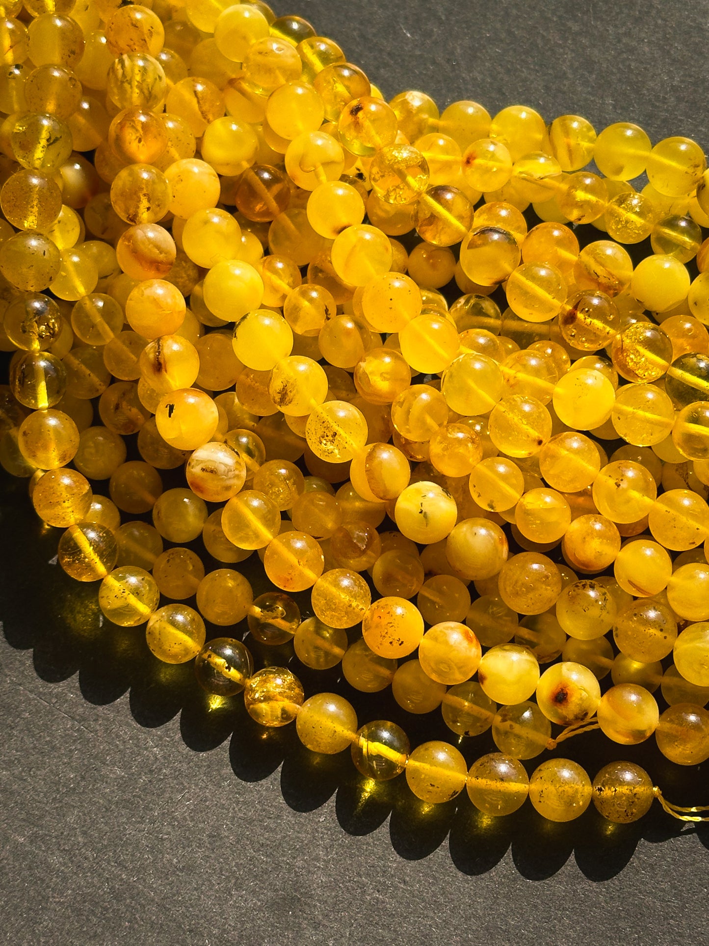 Natural Amber Baltic Gold Gemstone Bead 7-8mm Round Beads, Beautiful Natural Golden Yellow Color Baltic Gold Amber Gemstone Beads Full Strand 15.5"