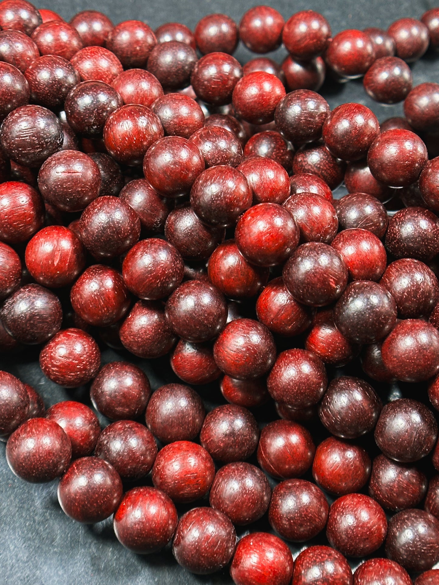 Natural Red Rosewood Beads 8mm 10mm Round Beads, Natural Mahogany Dark Red Aromatic Wood Meditation Prayer Mala Beads Full Strand 15.5"