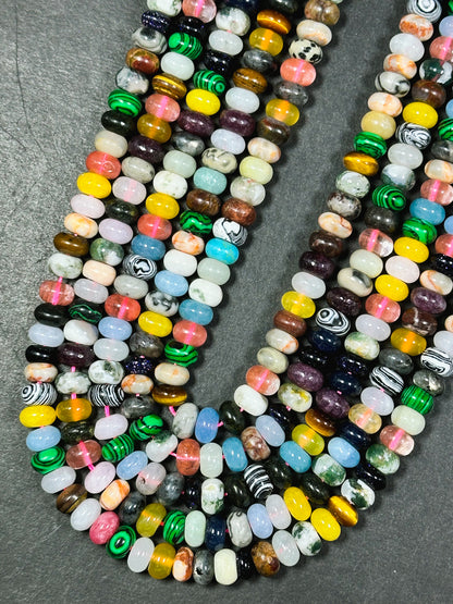 Natural Mixed Gemstone Beads 8x5mm Rondelle Shape Beads, Gorgeous Multicolor Multi Mixed Gemstone Beads, Excellent Quality Full Strand 15.5"