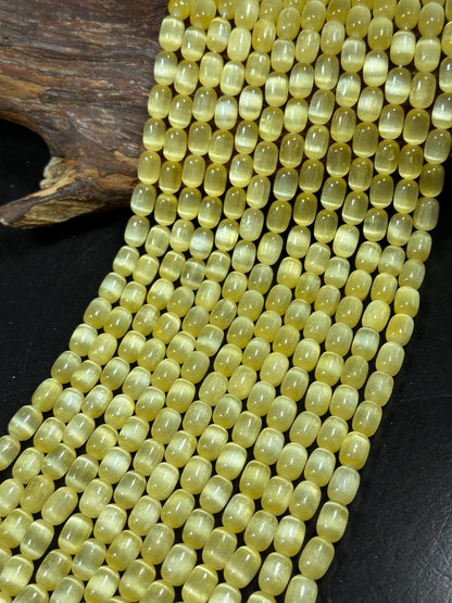 Natural Yellow Selenite Gemstone Bead 12x8mm Tube Shape Bead, Beautiful Yellow Color Selenite Gemstone Bead, Great Quality Full Strand 15.5"