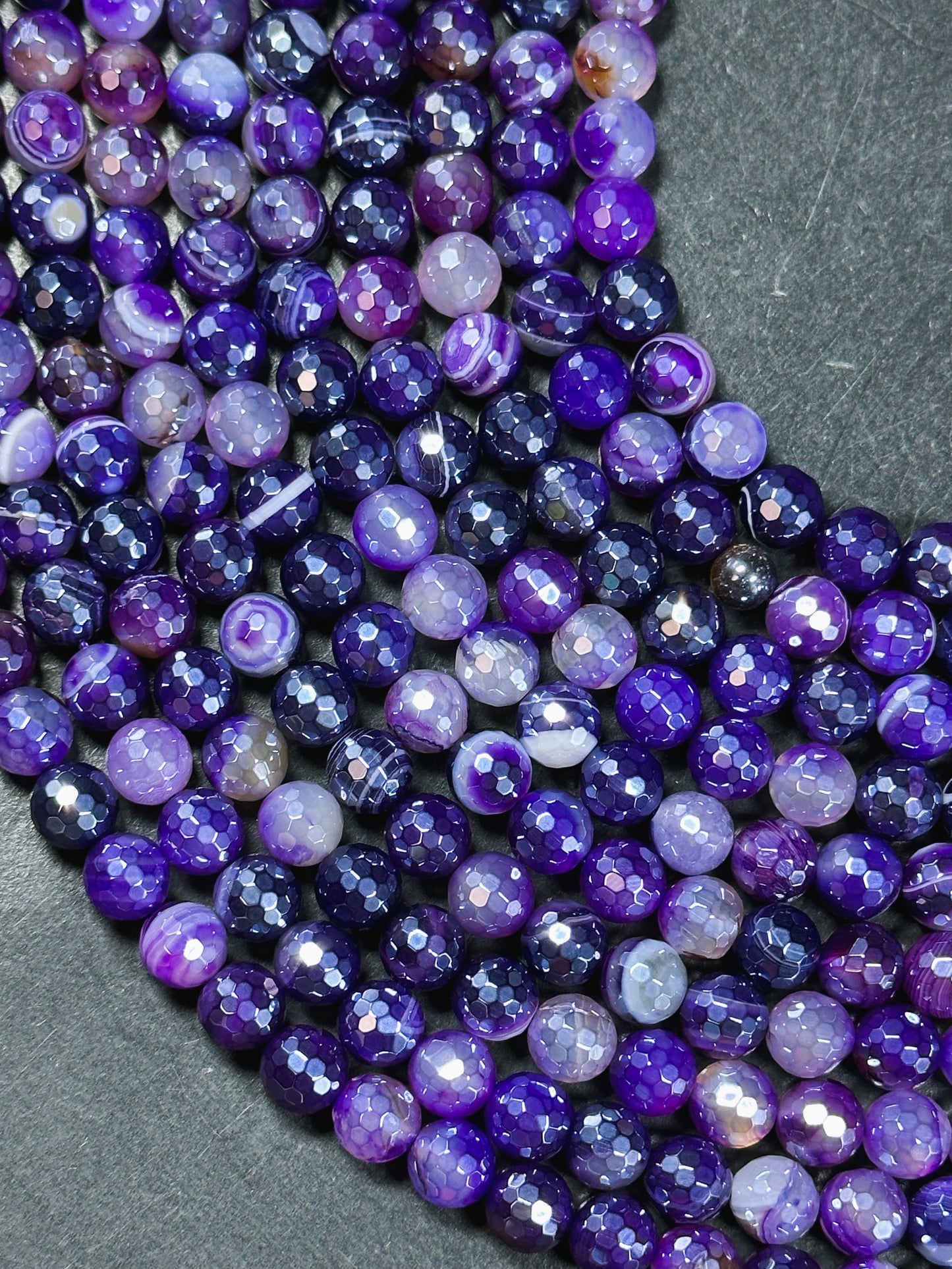 Beautiful Mystic Agate Gemstone Bead Faceted 6mm 8mm 10mm 12mm Round Bead, Beautiful Purple Color Agate Gemstone Bead Full Strand 15.5"