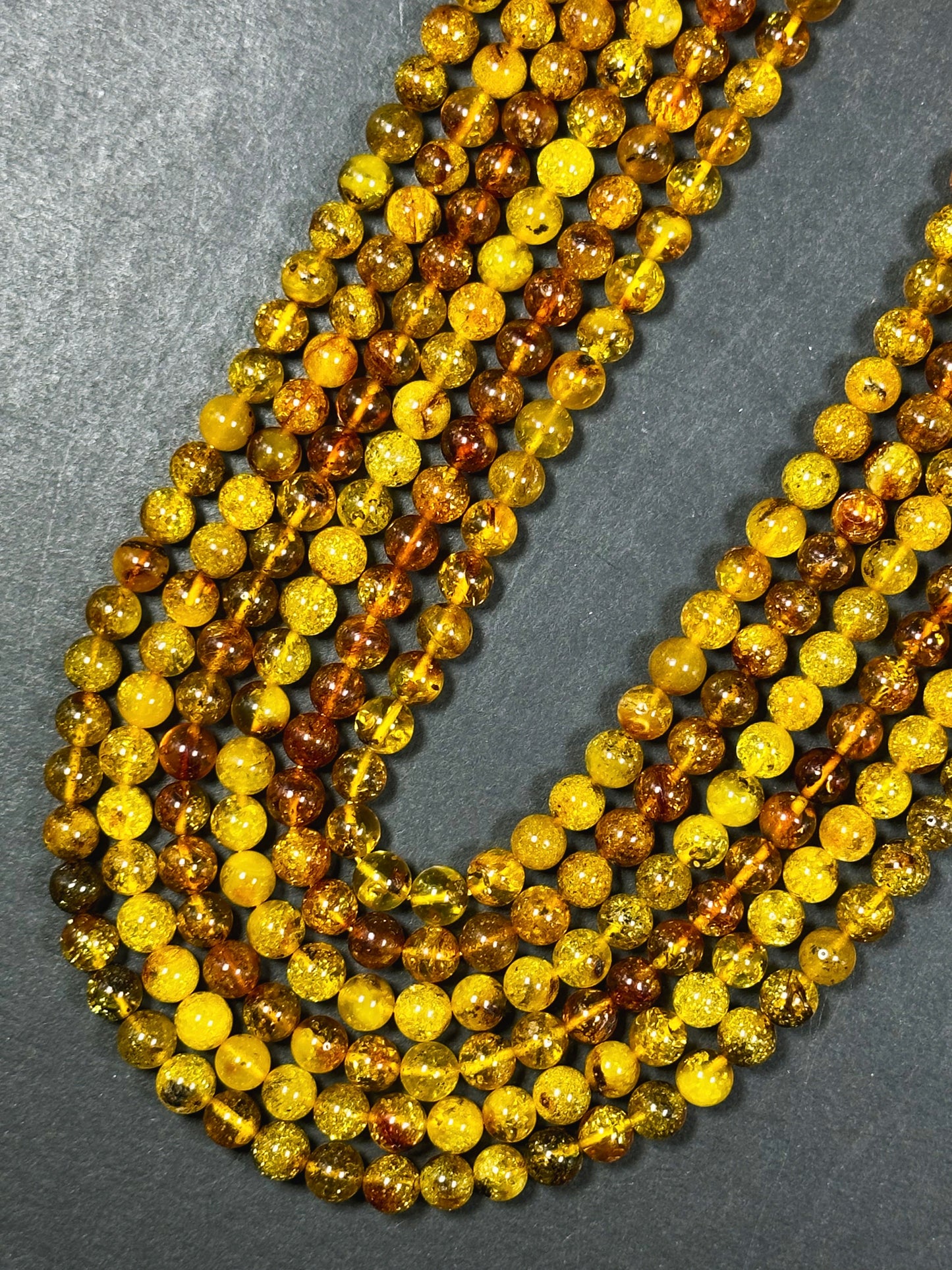 Natural Amber Baltic Gold Gemstone Bead 6mm Round Beads, Gorgeous Natural Amber Golden Orange-Yellow Color Beads, Excellent Quality Full Strand 15.5"