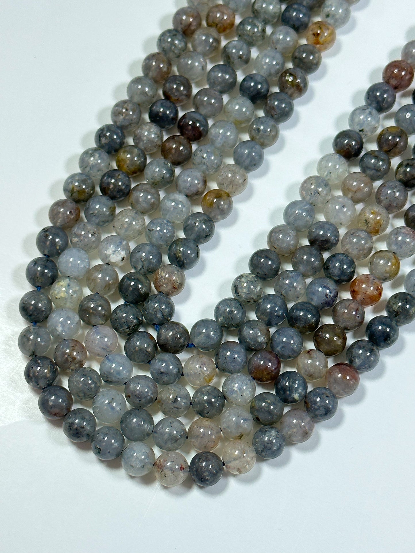 NATURAL Iolite Gemstone Bead 6mm 8mm Round Beads, Beautiful Natural Gray Blue Color Iolite Gemstone Bead Loose Beads Full Strand 15.5"