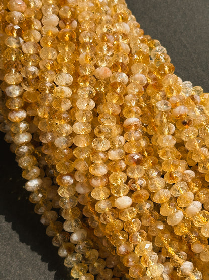 AAA Natural Citrine Gemstone Beads Faceted 5x8mm Rondelle Shape Bead, Beautiful Natural Orange Yellow Color Citrine, Excellent Quality 15.5"