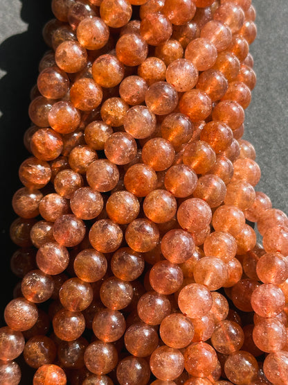 Natural Orange Strawberry Quartz Gemstone Bead 8mm 10mm Round Beads, Beautiful Natural Golden Orange Color Strawberry Quartz Beads 15.5"