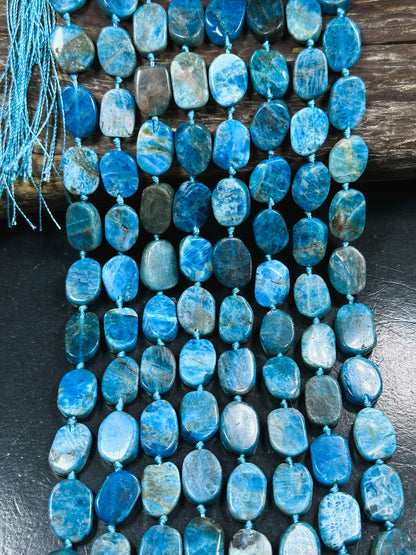 AAA Natural Apatite Gemstone Bead 16x11mm Oval Tablet Shape Bead, Beautiful Natural Blue Color Apatite Beads Excellent Quality 15.5" Strand