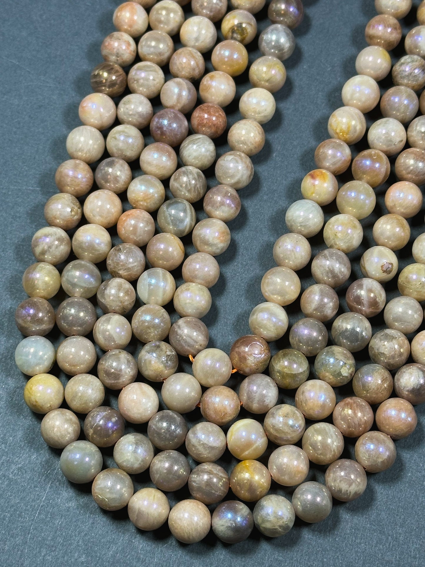 Mystic Natural Sunstone Gemstone Bead 4mm 6mm 8mm 10mm 12mm Round Beads, Beautiful Natural Peach Brown Color Sunstone Bead Full Strand 15.5"