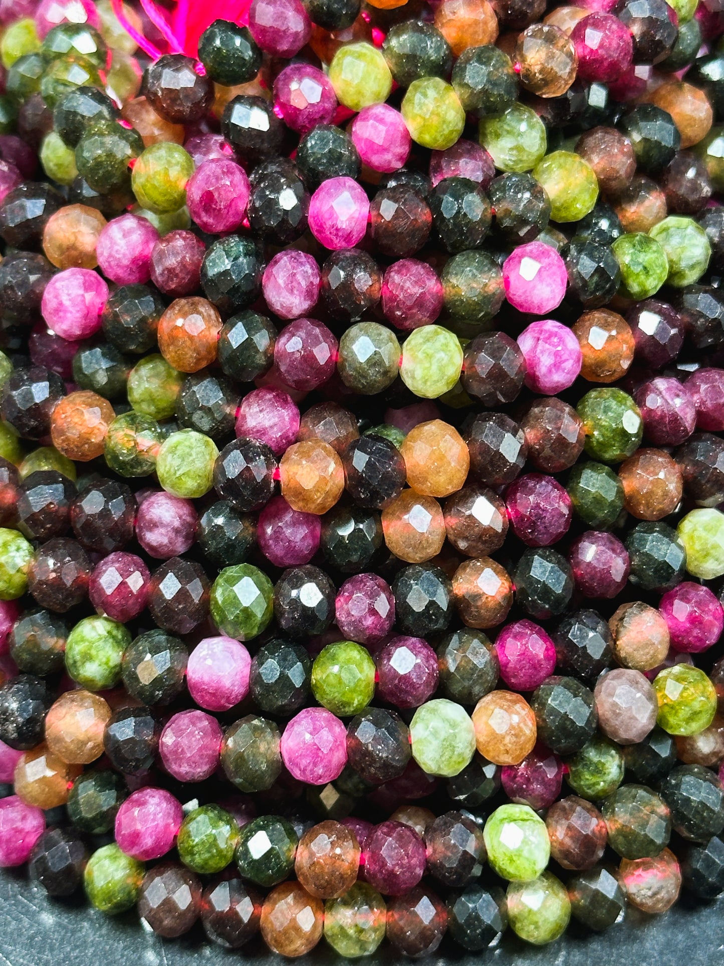 NATURAL Tourmaline Gemstone Bead Faceted 6x5mm 8x6mm Rondelle Shape, Beautiful Multicolor Tourmaline Gemstone Bead Great Quality Full Strand 15.5"