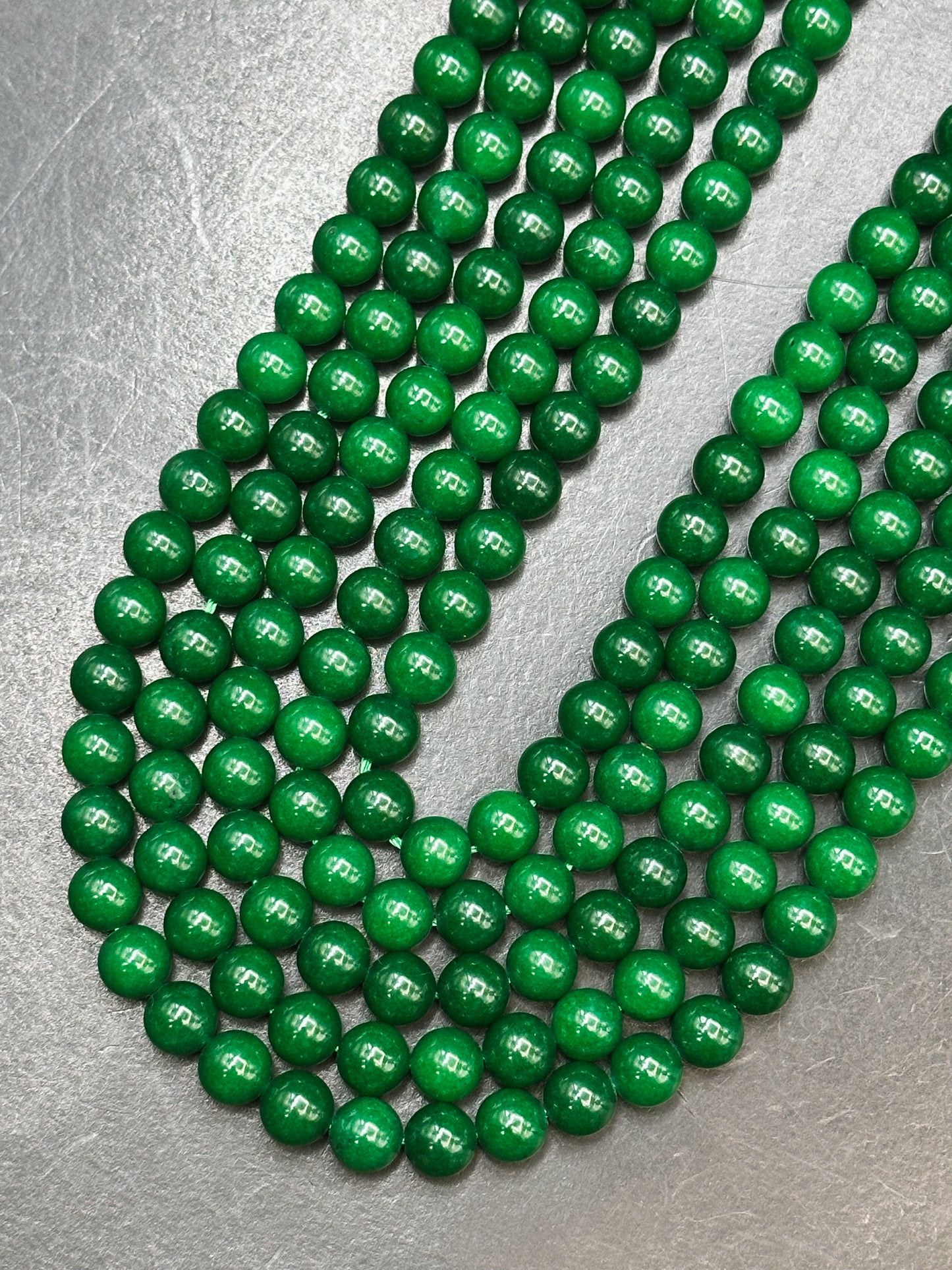 Natural Green Jade Gemstone Bead Smooth 6mm 8mm 10mm Round Beads, Gorgeous Natural Deep Green Color Jade Gemstone Bead Full Strand 15.5"