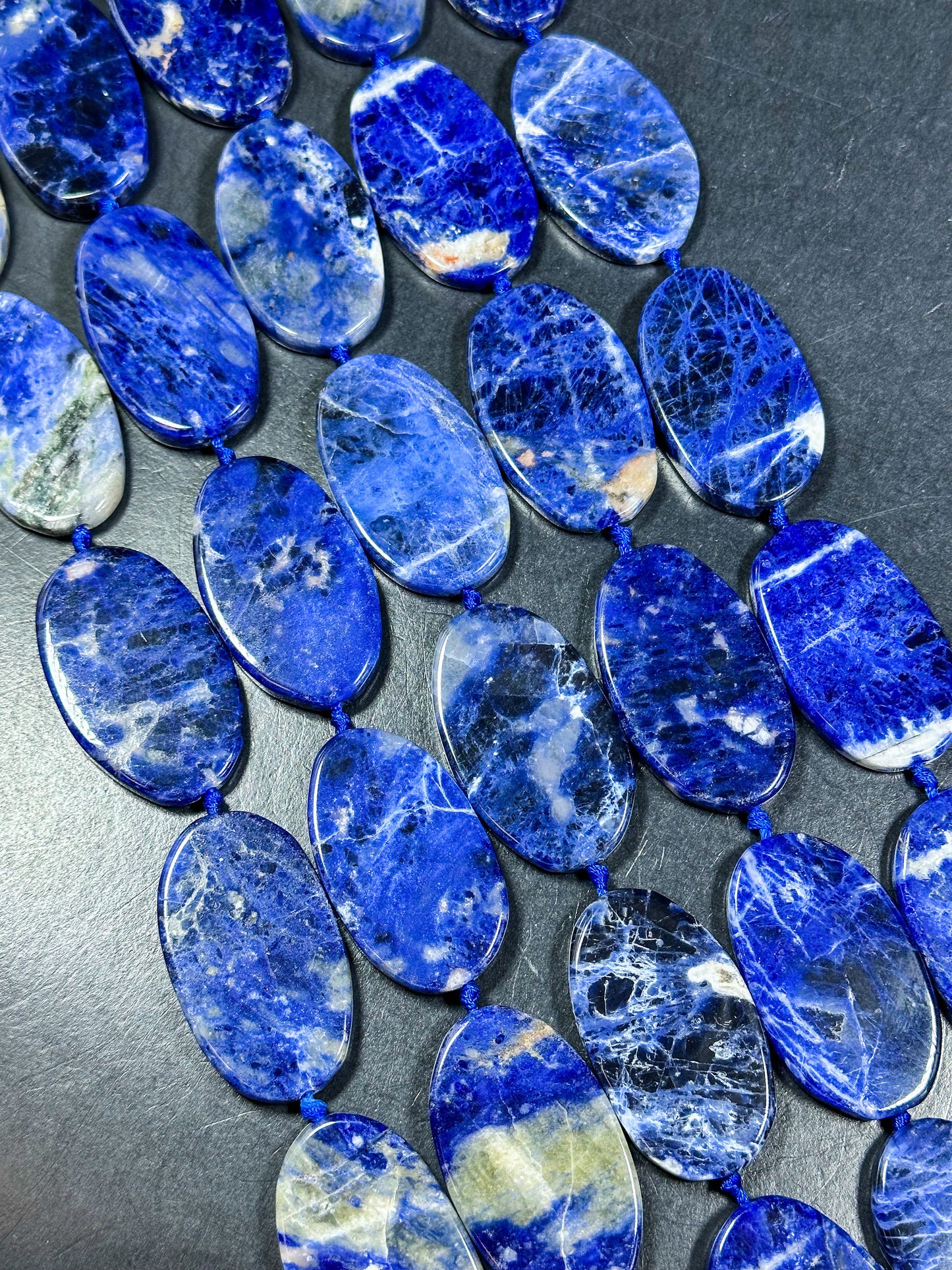 NATURAL Sodalite Gemstone Bead 51x30mm Oval Shape Bead, Beautiful Natural Blue White Color Sodalite Gemstone Loose Beads Full Strand 15.5"