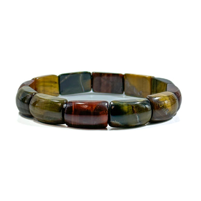 Natural Multi Tiger Eye Bangle 15x10mm Rectangle Shape Gemstone Bracelet. Beautiful Natural Multicolor Tiger Eye Gemstone Bead. High Quality