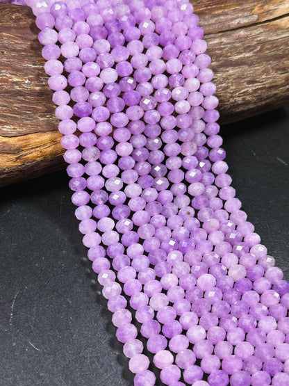 Natural Lavender Jade Gemstone Bead Faceted 8x6mm Rondelle Shape, Beautiful Natural Lavender Purple Color Jade Bead, Great Quality 15.5"