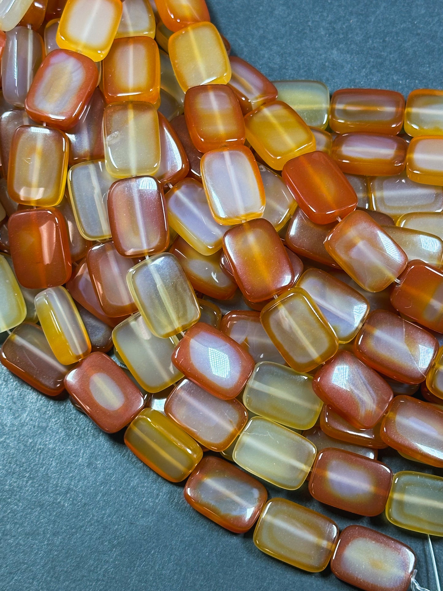 Natural Carnelian Gemstone Bead 18x13mm Rectangle Shape Bead, Beautiful Natural Orange Red Carnelian Bead, Great Quality Full Strand 15.5"