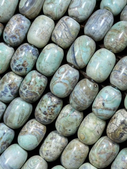 NATURAL Dragon Skin Agate Gemstone Bead 18x13mm Barrel Shape Bead, Beautiful Green Blue Color Dragon Skin Gemstone Beads Full Strand 15.5"