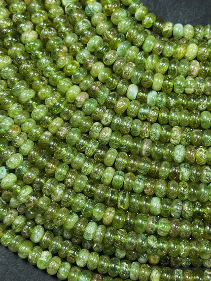 AAA Natural Green Garnet Gemstone Bead 4x2mm 6x3mm Rondelle Shape, Gorgeous Natural Green Color Garnet Bead, Excellent Quality Full Strand 15.5"