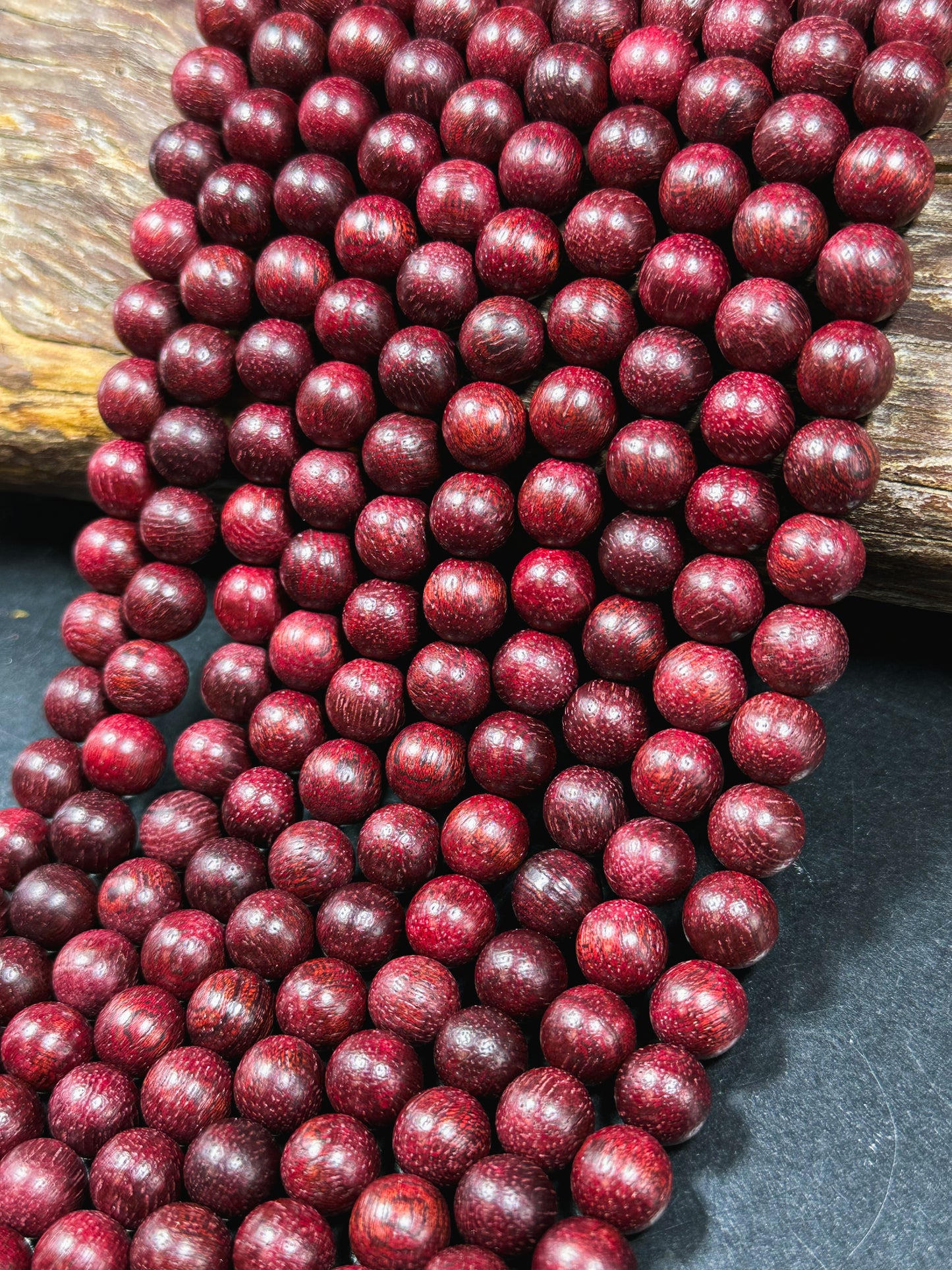 Natural Red Sandalwood Beads 6mm 8mm 10mm Round Beads, Natural Mahogany Red Aromatic Wood Meditation Prayer Mala Beads Full Strand 15.5"