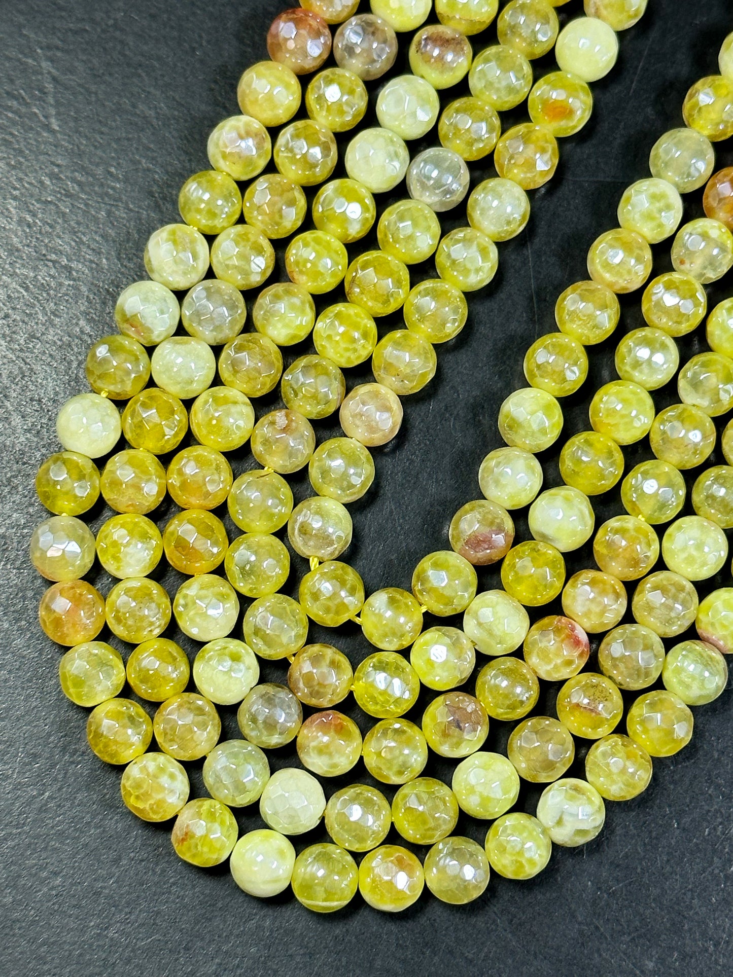 Beautiful Mystic Agate Gemstone Bead Faceted 6mm 8mm 10mm Round Bead, Beautiful Yellow Color Agate Gemstone Bead Full Strand 15.5"