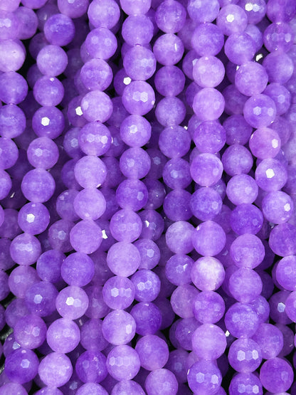 NATURAL Lavender Jade Gemstone Bead Faceted 6mm 8mm 10mm Round Bead Beautiful Lavender Purple Color Jade Gemstone Bead Nice Quality Full Strand 15.5"